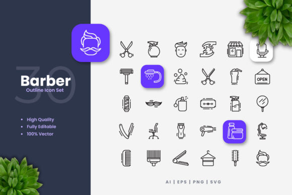 Barber Icons: Clean Graphics for Local Business Branding