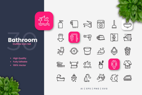 Bathroom Icon for Embroidery Projects