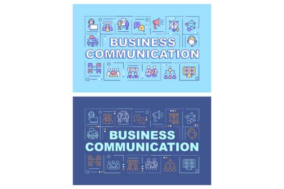 Business Communication Word Banner Set for Graphic Templates