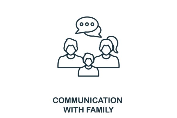 Communication With Family Icon for Branding and Marketing