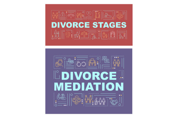 Divorce Word Concepts Banner Set for Graphic Templates