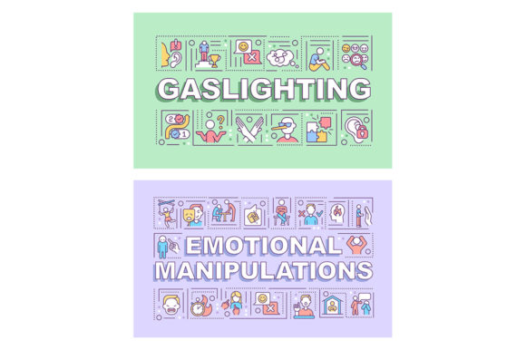 Emotional Manipulations Word Banner Set for Graphic Templates