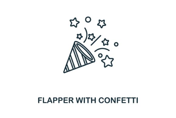 Flapper with Confetti Icon for Graphics and Icons