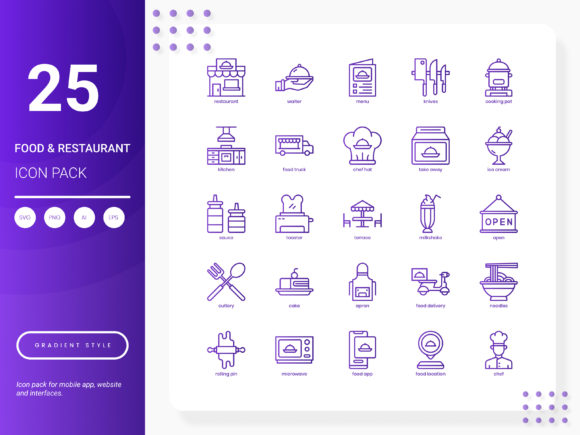 Food and Restaurant Icon Pack for Digital Sellers