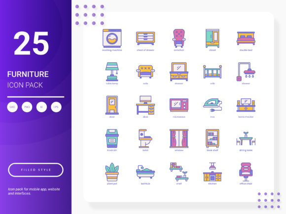 Furniture Icon Pack for Modern Graphics and Branding