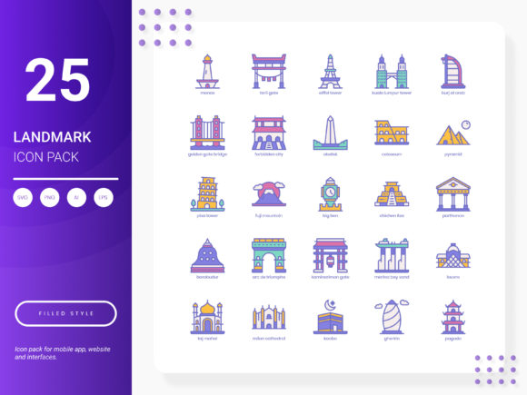 Landmark Icon Pack for Modern Graphics and Icons