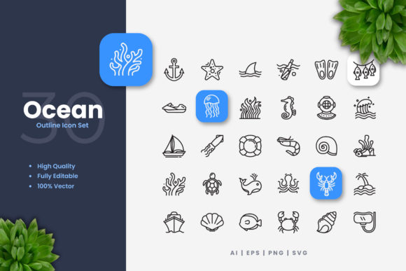 Ocean Icons: A Versatile Graphic Design Asset for Modern Branding