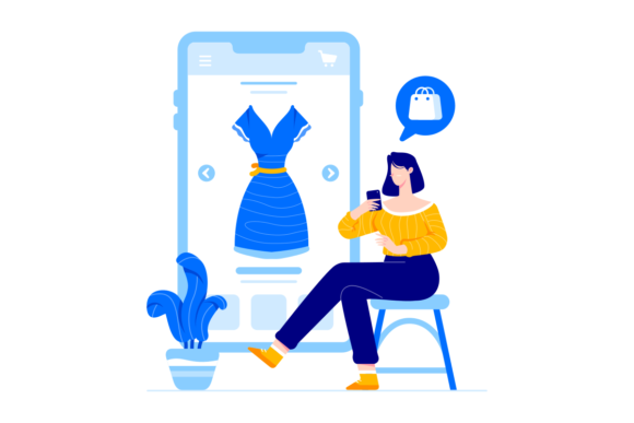 Online Shopping Vector Illustration for Local Business Branding