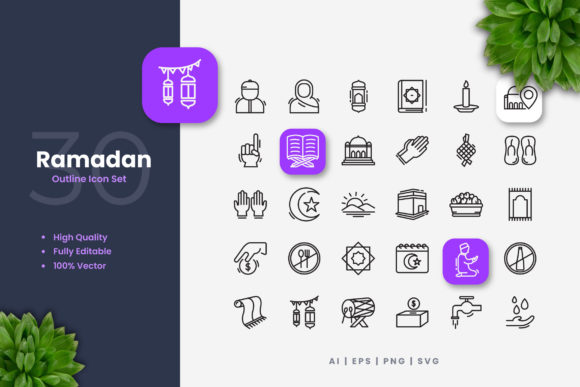 Ramadan Icons: Clean Graphics for Handmade Creations