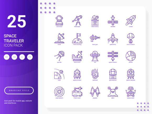 Space Traveler Icon Pack: A Modern Graphic Asset for Branding